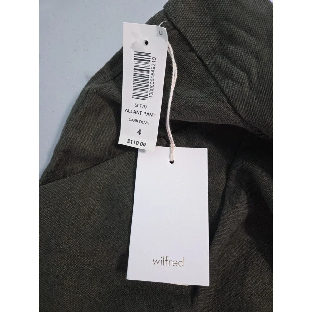 Aritzia Wilfred Allant Cropped Linen Pants High Waist Rolled Cuff 4 new with tag